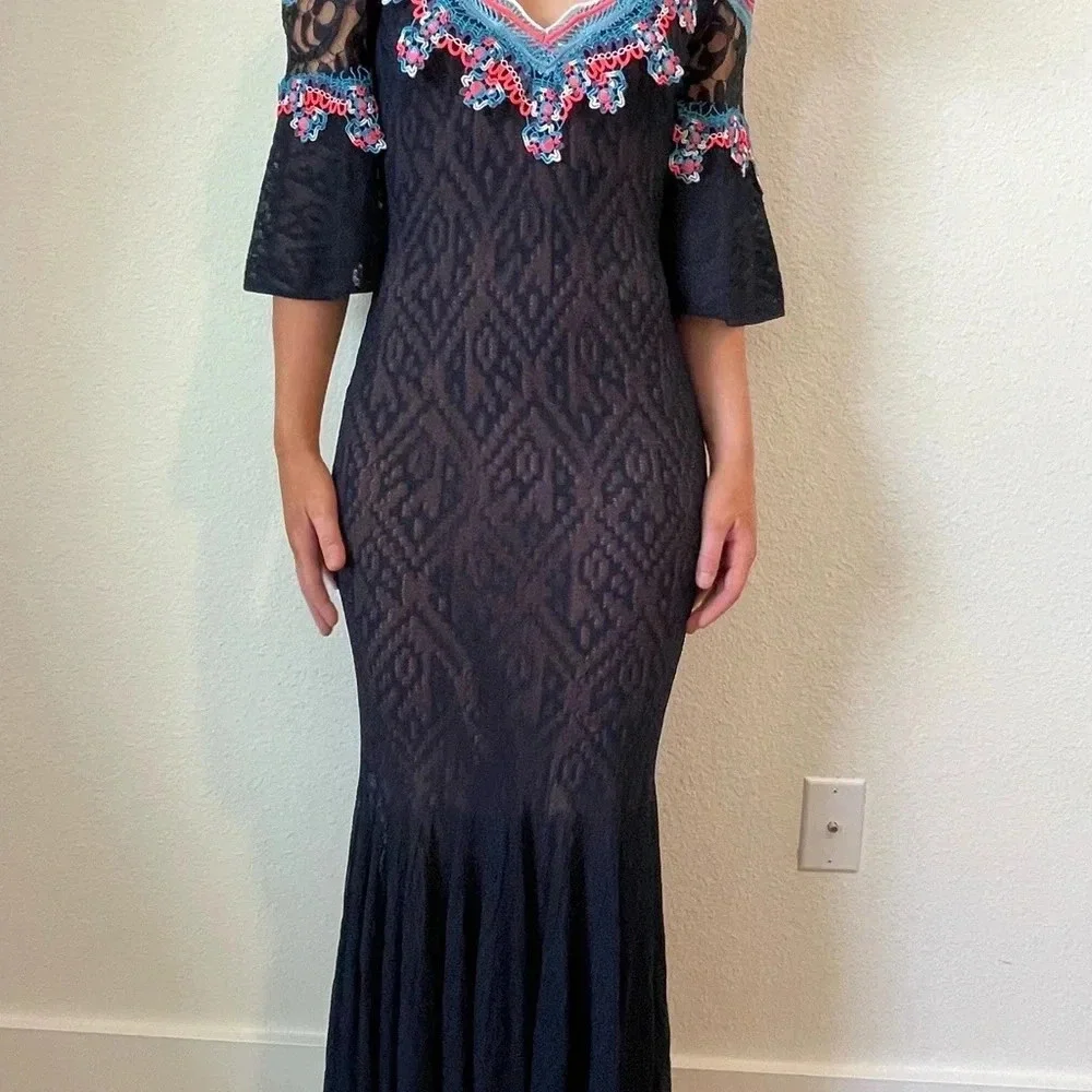 Peter Pilotto Lace Jacquard Knit Cold Shoulder Maxi Dress Size Small.